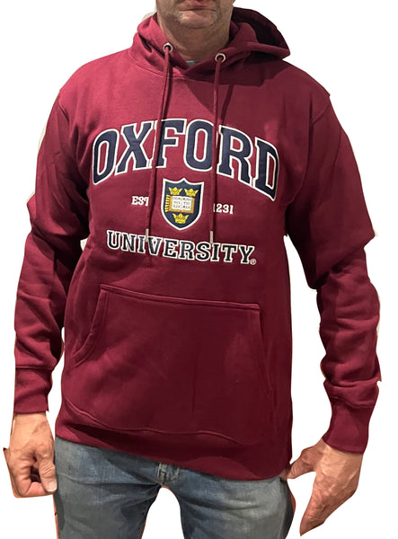 Oxford University Embroidered Hoody - Burgundy - Official Apparel of the Famous University of Oxford