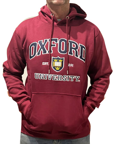 Oxford University Embroidered Hoody - Burgundy - Official Apparel of the Famous University of Oxford