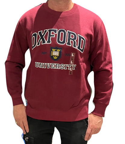 Oxford University Embroidered Sweatshirt - Burgundy - Official Apparel of the Famous University of Oxford