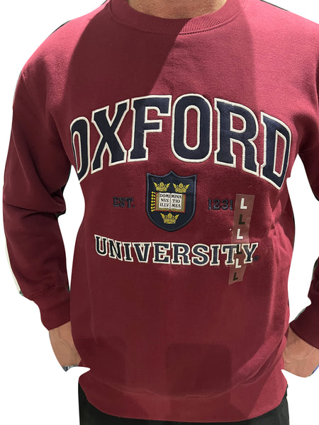 Oxford University Embroidered Sweatshirt - Burgundy - Official Apparel of the Famous University of Oxford