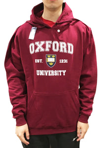 Oxford University Printed Hoody - Burgundy - Official Apparel of the Famous University of Oxford