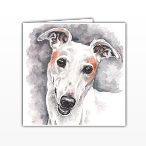 Grehound Dog Greeting Card - by UK Artist Christine Varley's Original Watercolor painting