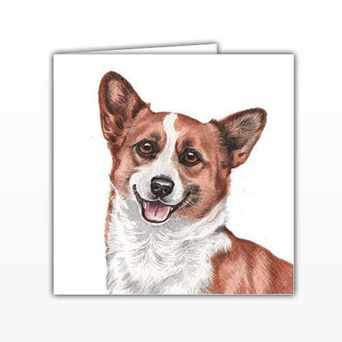 Corgi Dog Greeting Card - by UK Artist Christine Varley's Original Watercolor painting