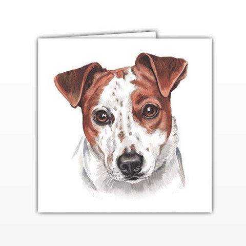 Jack Russell Dog Greeting Card - by UK Artist Christine Varley's Original Watercolor painting