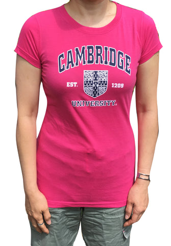 Cambridge University Ladies Body Fit T-Shirt - Pink - Official Apparel of The Famous University of Cambridge…