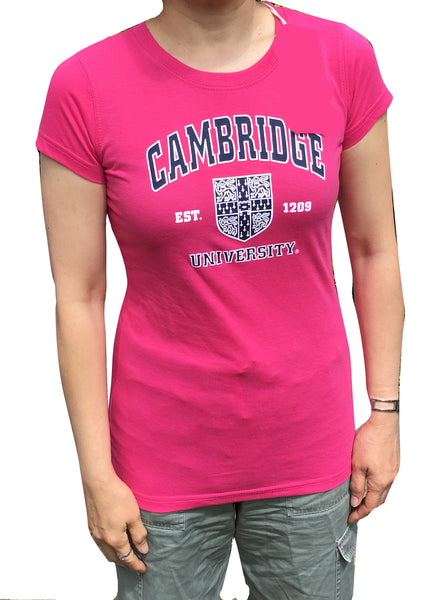 Cambridge University Ladies Body Fit T-Shirt - Pink - Official Apparel of The Famous University of Cambridge…