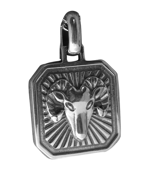Aries Zodiac Pendent - Plain Sterling Silver  - March 21 - April 19