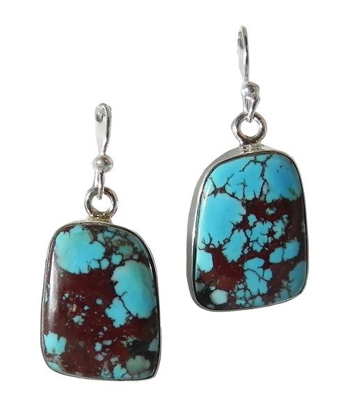 Square Turquoise Earring in Sterling Silver Setting