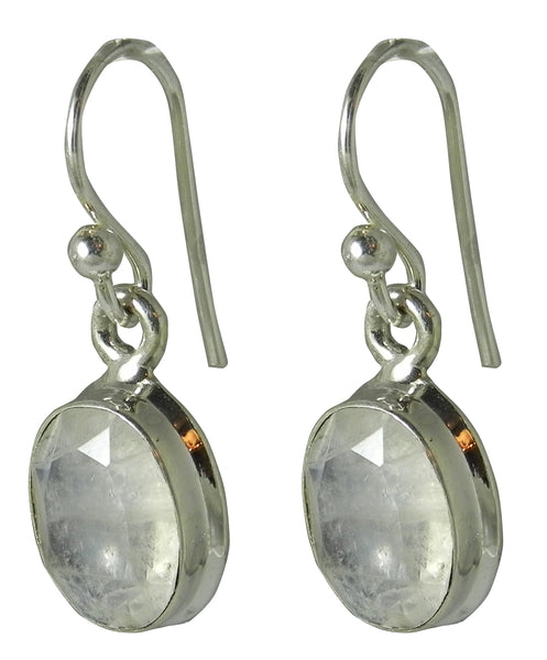 Moonstone Oval Drop Earrings - Sterling Silver