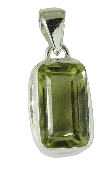 Natural Lemon Yellow Quartz Rectangular Pendent - Sterling Silver