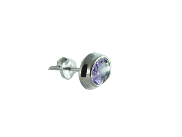 Amethyst Oval Stud Earrings - Sterling Silver