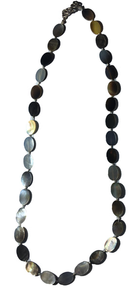 Mother of Pearl Oval Bead Necklace - 18inch long - 10x8x2mm Beads