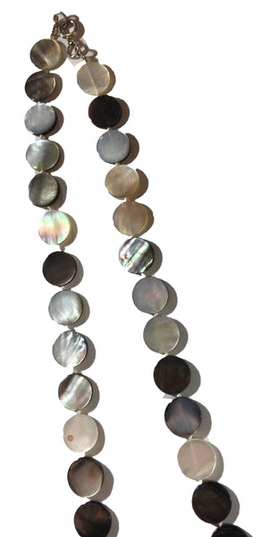 Mother of Pearl Circle Bead Necklace - 18inch long -  10mm Diameter x 2mm Beads