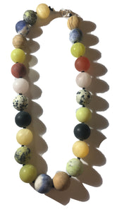 Natural Agate and Jasper Necklace - 18inch long - 15mm Round Beads