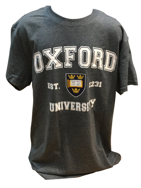 Oxford University - Dark Grey - Colour Crest Printed T-shirt - Official apparel of this famous Institution