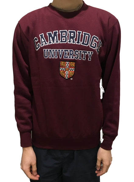 Cambridge University Embroidered Sweatshirt - Burgundy - Official Apparel of the Famous University of Cambridge