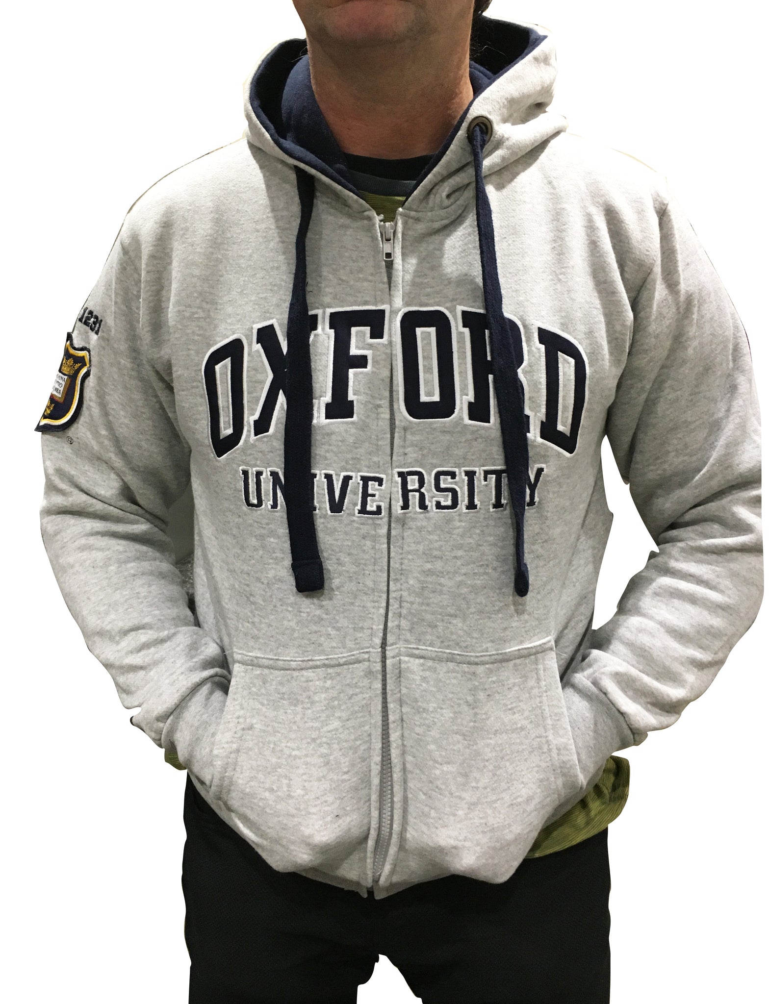Oxford University Zipped Embroidered Hoody - Grey - Official Apparel of the Famous University of Oxford