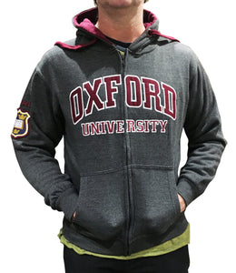 Oxford University Zipped Embroidered Hoody - Charcoal - Official Apparel of the Famous University of Oxford
