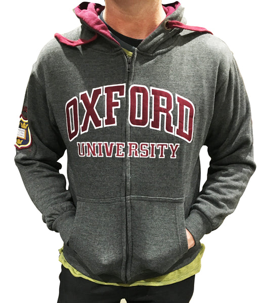 Oxford University Zipped Embroidered Hoody - Charcoal - Official Apparel of the Famous University of Oxford