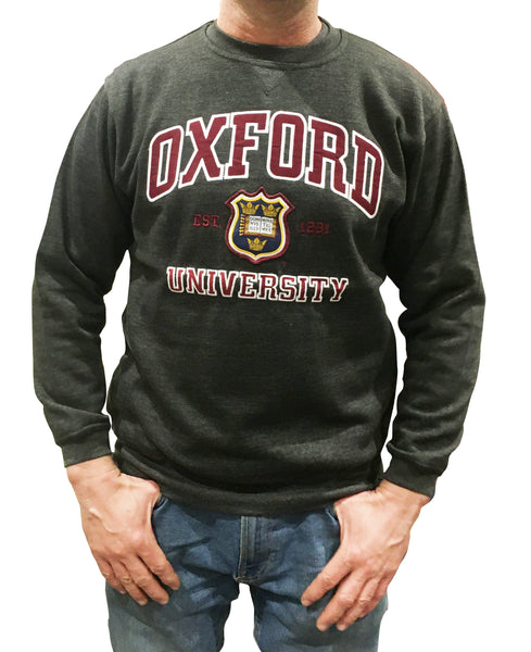 Oxford University Embroidered Sweatshirt - Charcoal Colour -  Official Apparel of the Famous University of Oxford