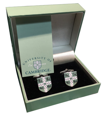 Cambridge University Cufflinks - with green crest - Official Licenced product