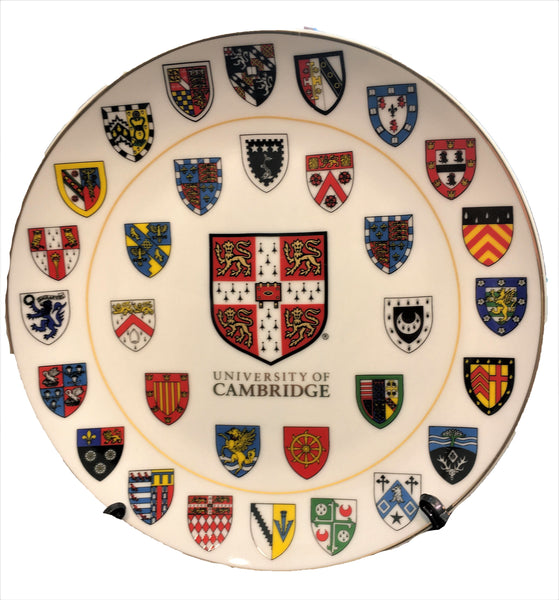 Cambridge University Ceramic Plate - 15cm Official with stand and gift box - Displays Cambridge University Shield and all 31 College shields - 15cm