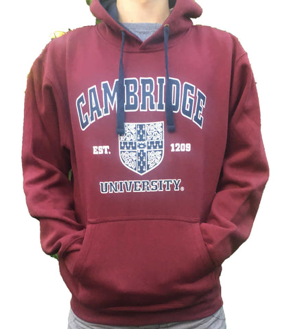 Cambridge University Printed Hoody - Burgundy - Official Licenced Apparel