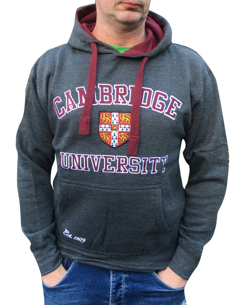Cambridge University Embroidered Hoody - Charcoal - Official Apparel of the Famous University...