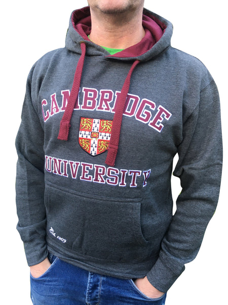 Cambridge University Embroidered Hoody - Charcoal - Official Apparel of the Famous University...