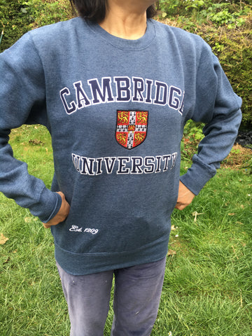 Cambridge University Applique Sweatshirt - Blue - Official Apparel of the Famous University of Cambridge