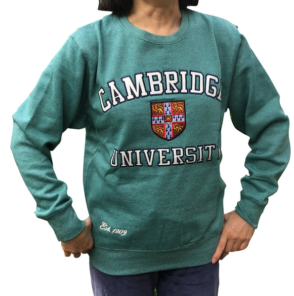 Cambridge University Embroidered Sweatshirt - Green - Official Apparel of the Famous University of Cambridge
