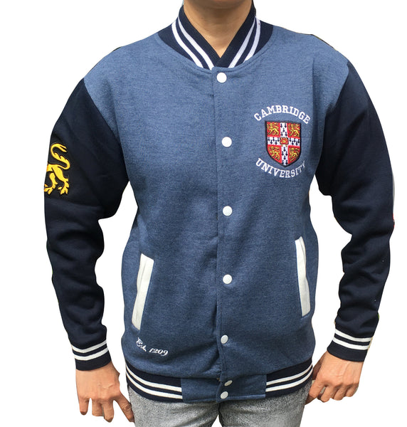 Cambridge University Embroidered Varsity Jacket - Blue Navy - Official Apparel