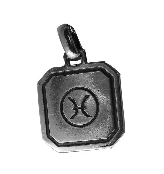 Pisces Zodiac Pendent - Plain Sterling Silver Pisces - February 19 - March 20