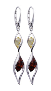 Genuine Baltic Amber - Spiral earring - 925 Sterling Silver