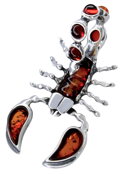 Genuine Baltic Amber - Scorpian Pendent - 925 Sterling Silver