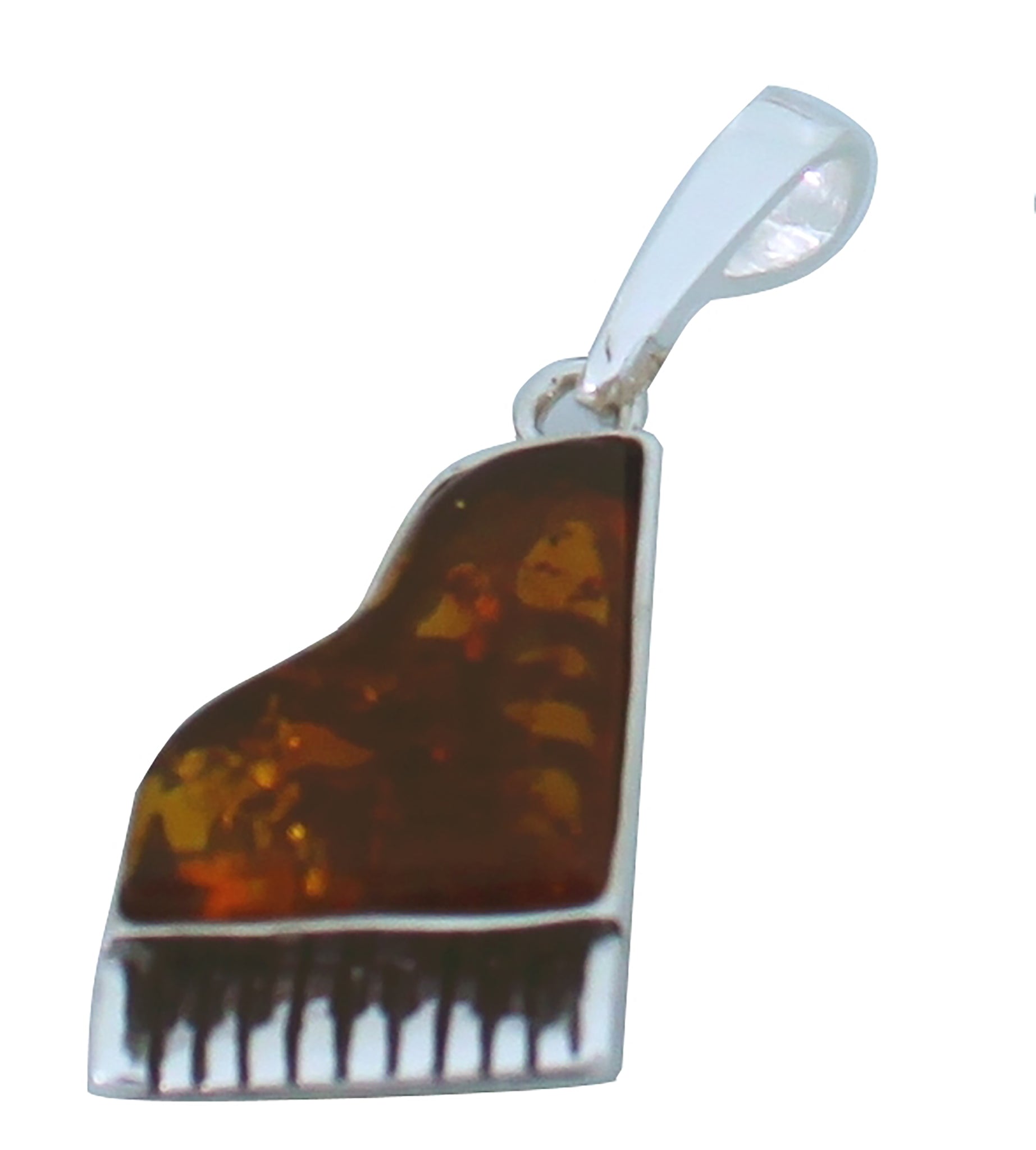 Genuine Baltic Amber - Piano Pendent - 925 Sterling Silver