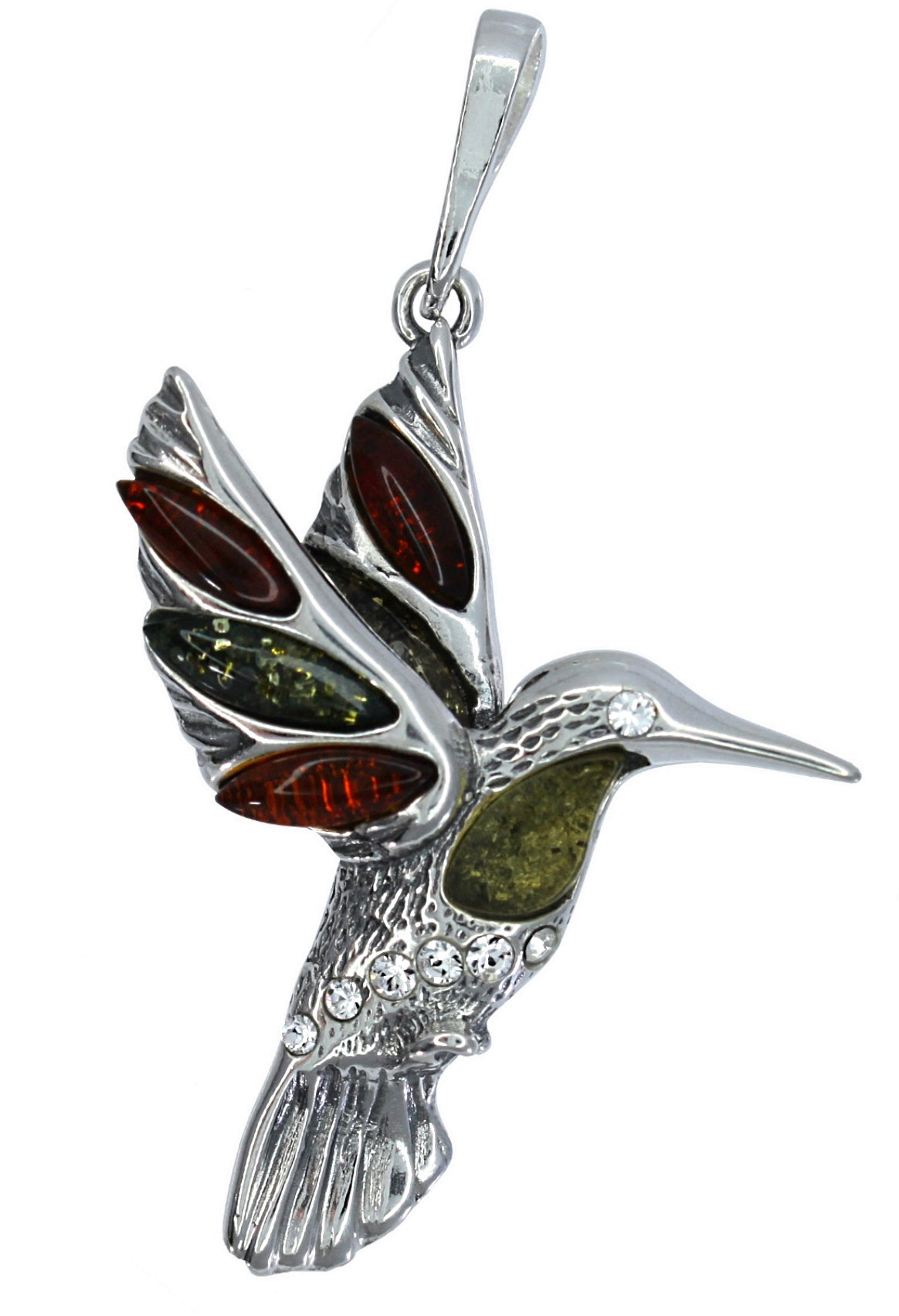 Genuine Baltic Amber Bird Pendent - 925 Sterling Silver