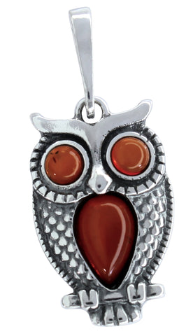 Genuine Baltic Amber - Owl Pendent - 925 Sterling Silver