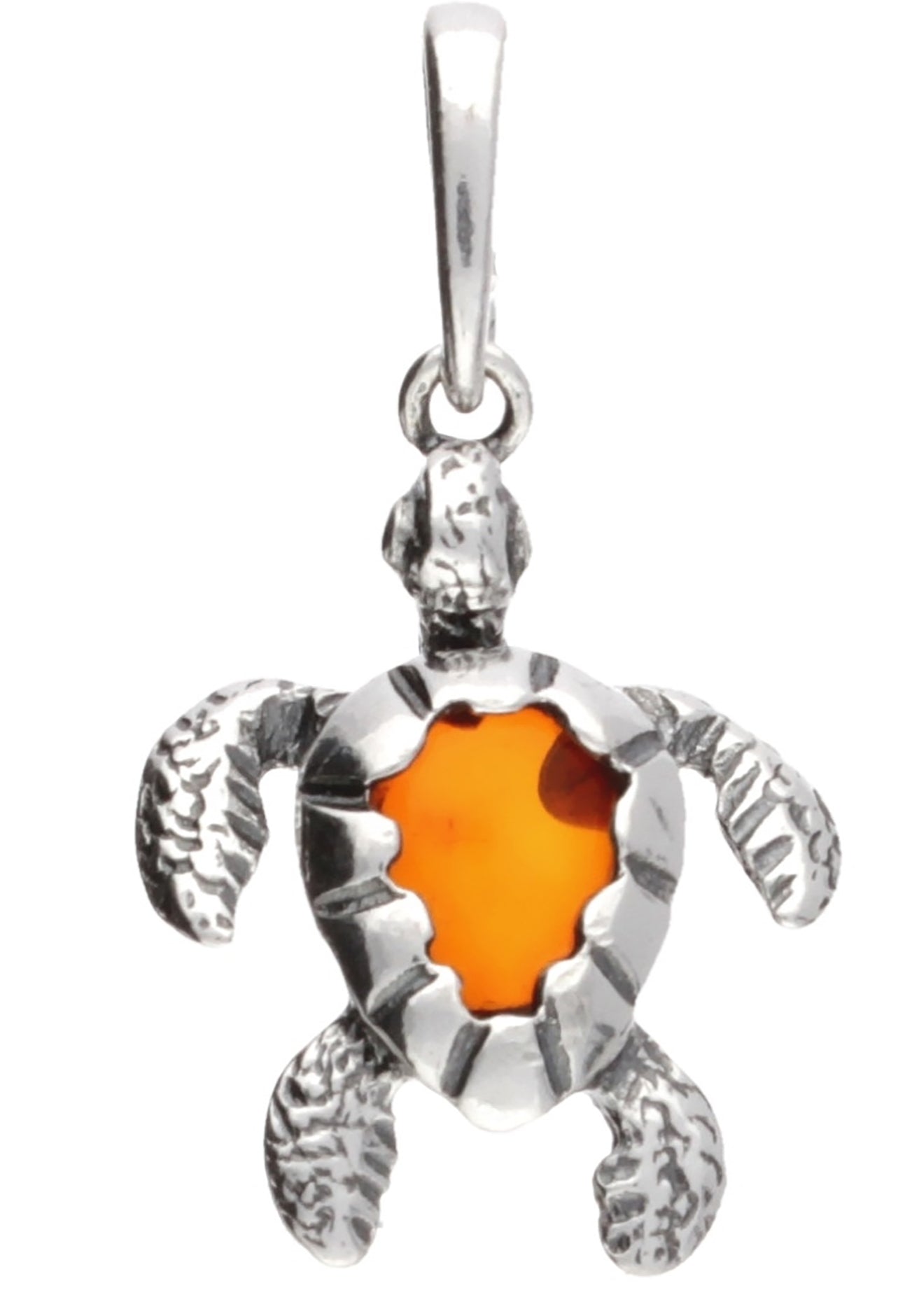 Genuine Baltic Amber - Turtle Pendent - 925 Sterling Silver