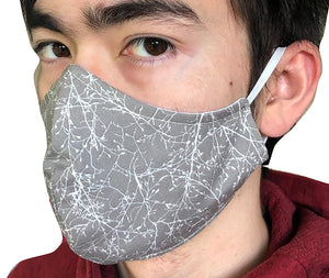 Homemade Cotton Face Mask - 1x Grey Branch Mask + 1x Free Random Design mask