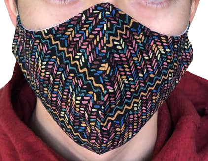 Homemade Cotton Face Mask - 1x Black Chevrons Mask + 1x Free Random Design mask
