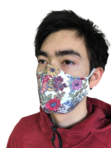 Homemade Cotton Face Mask - 1x White Paisley Mask + 1x Free Random Design mask
