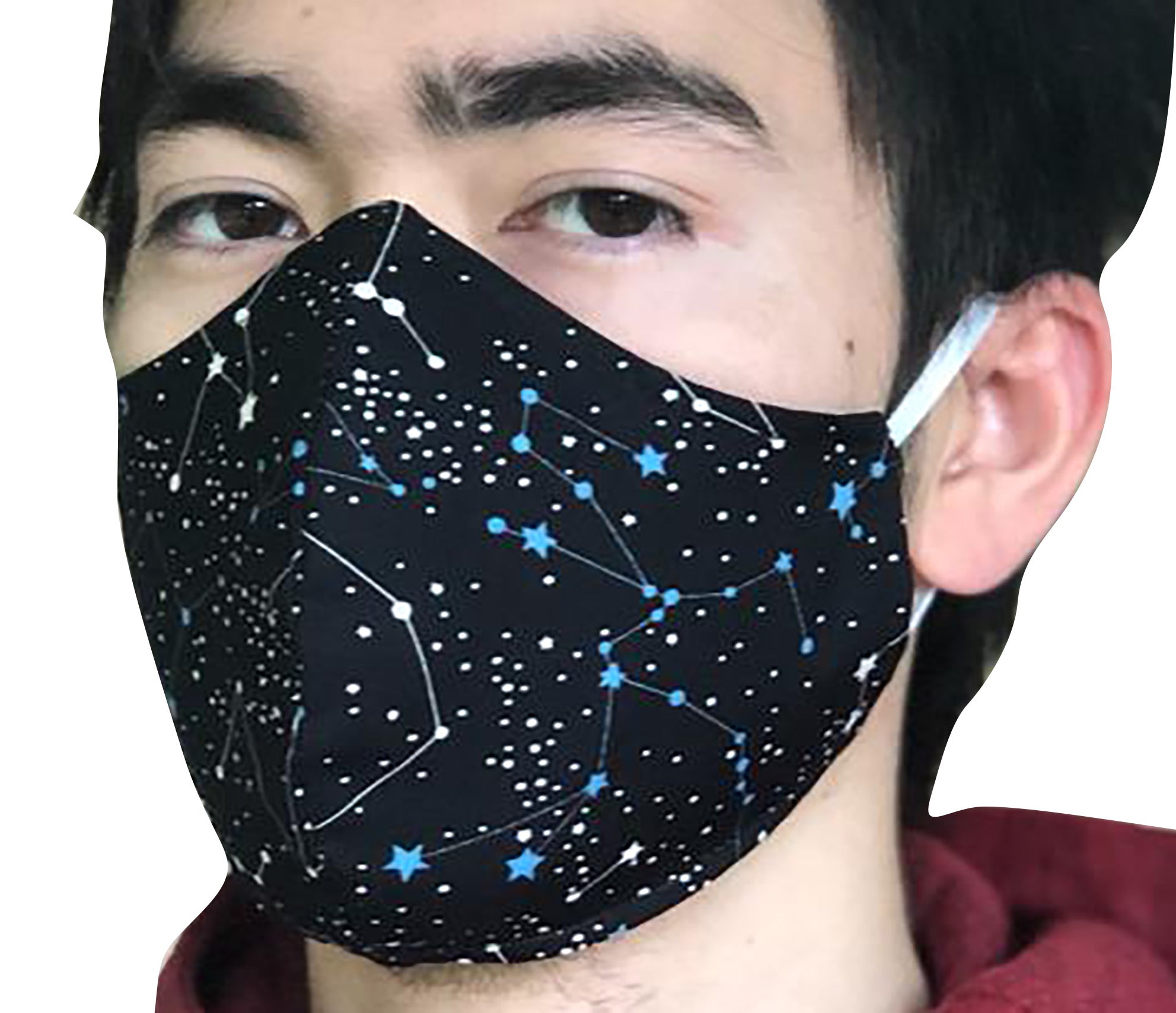 Homemade Cotton Face Mask - 1x Black Galaxy Mask + 1x Free Random Design mask