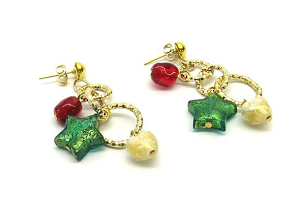Murano Glass Earrings - Mod. Charms, 30x10 mm - 925 Sterling Silver