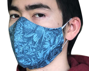 Homemade Cotton Face Mask - 1x Blue Paisley Mask + 1x Free Random Design mask