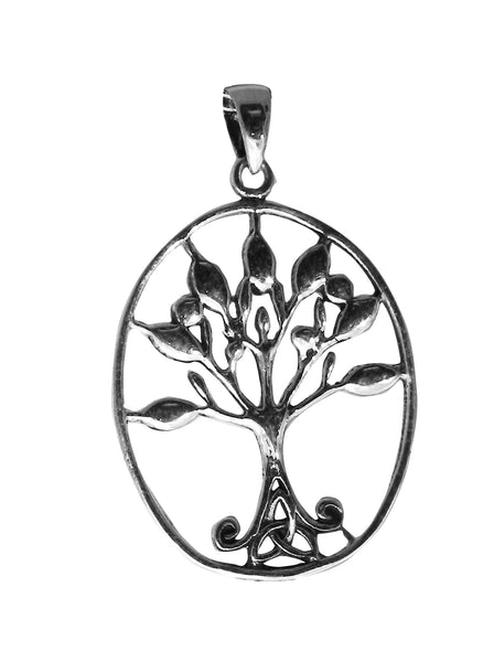 Oval Tree Pendant - Plain Sterling Silver