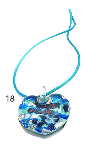 Murano Glass Heart  Pendent - Mod. Passione - 30x30 mm - 925 Sterling Silver