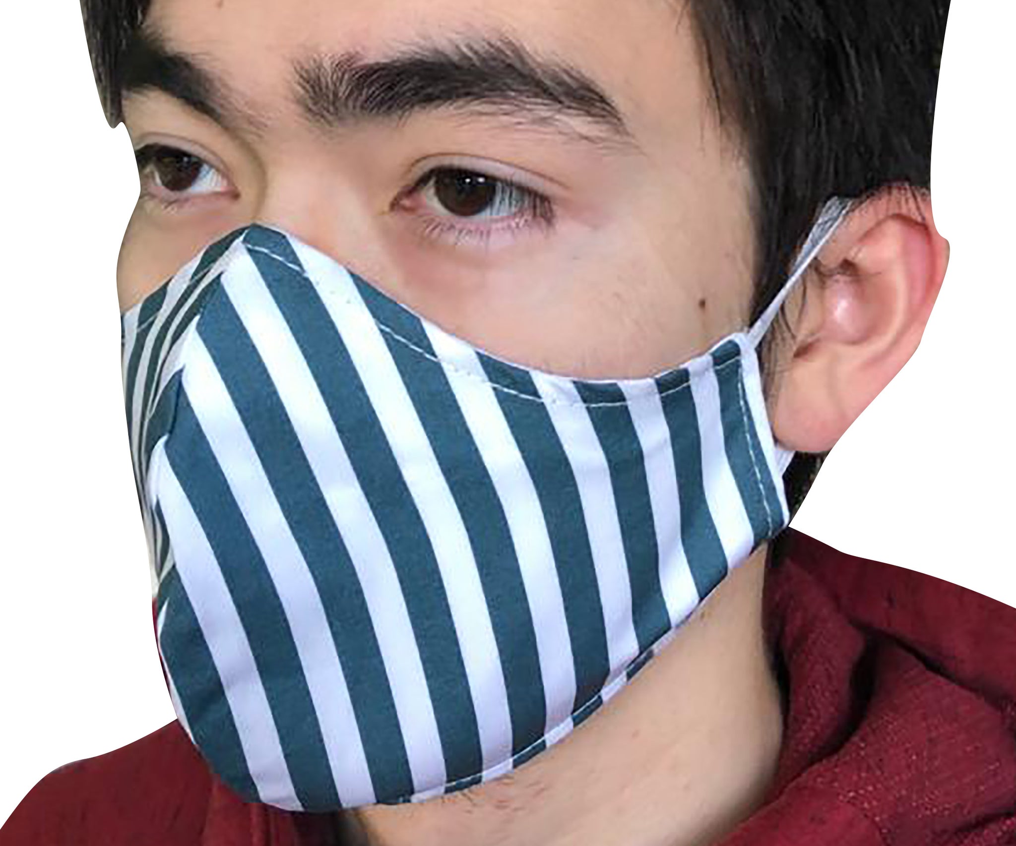 Homemade Cotton Face Mask - 1x Green Stripe Mask + 1x Free Random Design mask