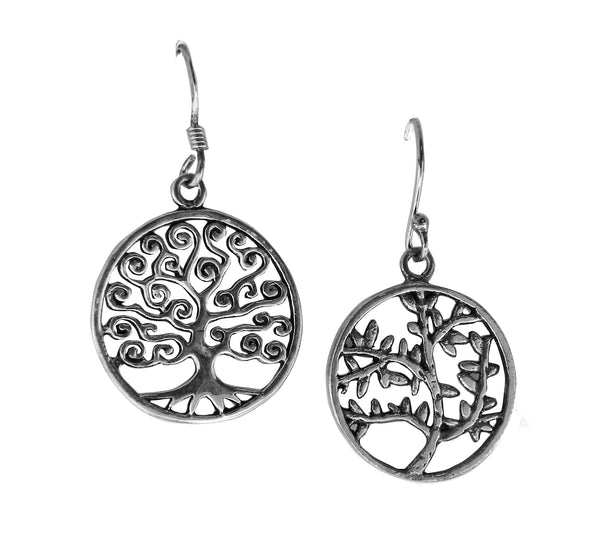 Tree of Life Circles Earrings - Plain Sterling Silver