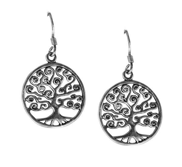 Tree of Life Circles Earrings - Plain Sterling Silver